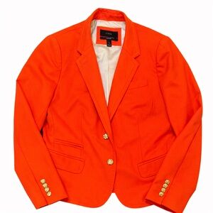 J.Crew Schoolboy Blazer Orange Wool Gold Buttons Size 8